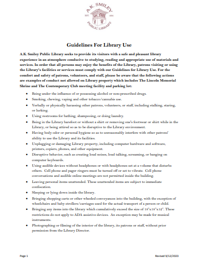 Guidelines for library use