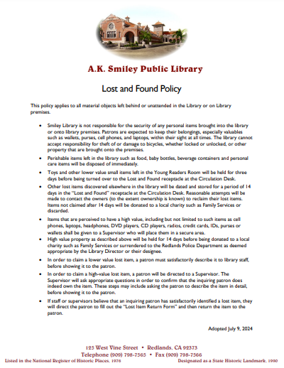 Lost and Found Policy